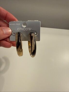 Chico's Gold and Black Hoop Earrings